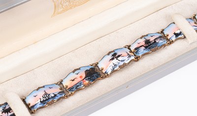 Lot 70 - A Norwegian silver-gilt and enamel bracelet