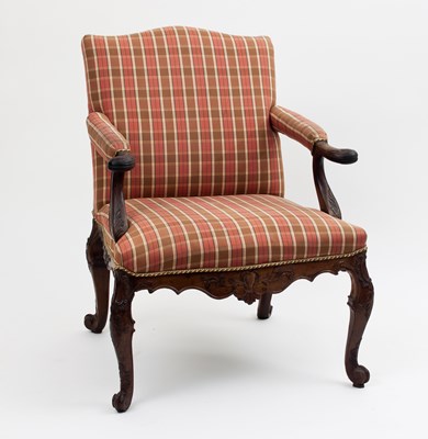 Lot 86 - A George III carved mahogany and upholstered...