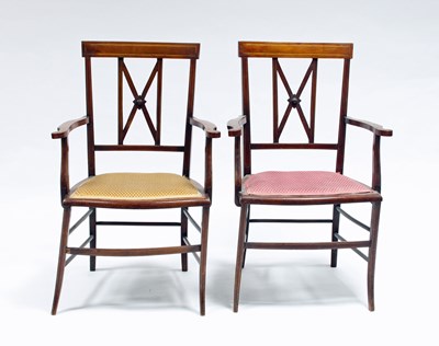 Lot 165 - A pair of Edwardian splat back armchairs