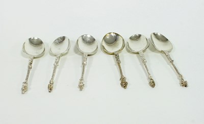 Lot 487 - A set of six Dutch silver Apostle spoons with...