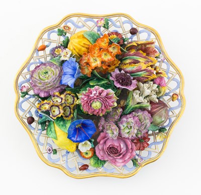 Lot 760 - A Meissen 'trompe l'oeil' pierced plate, 19th...
