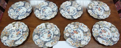 Lot 824 - Eight Chelsea plates, circa 1752/58 with lobed...