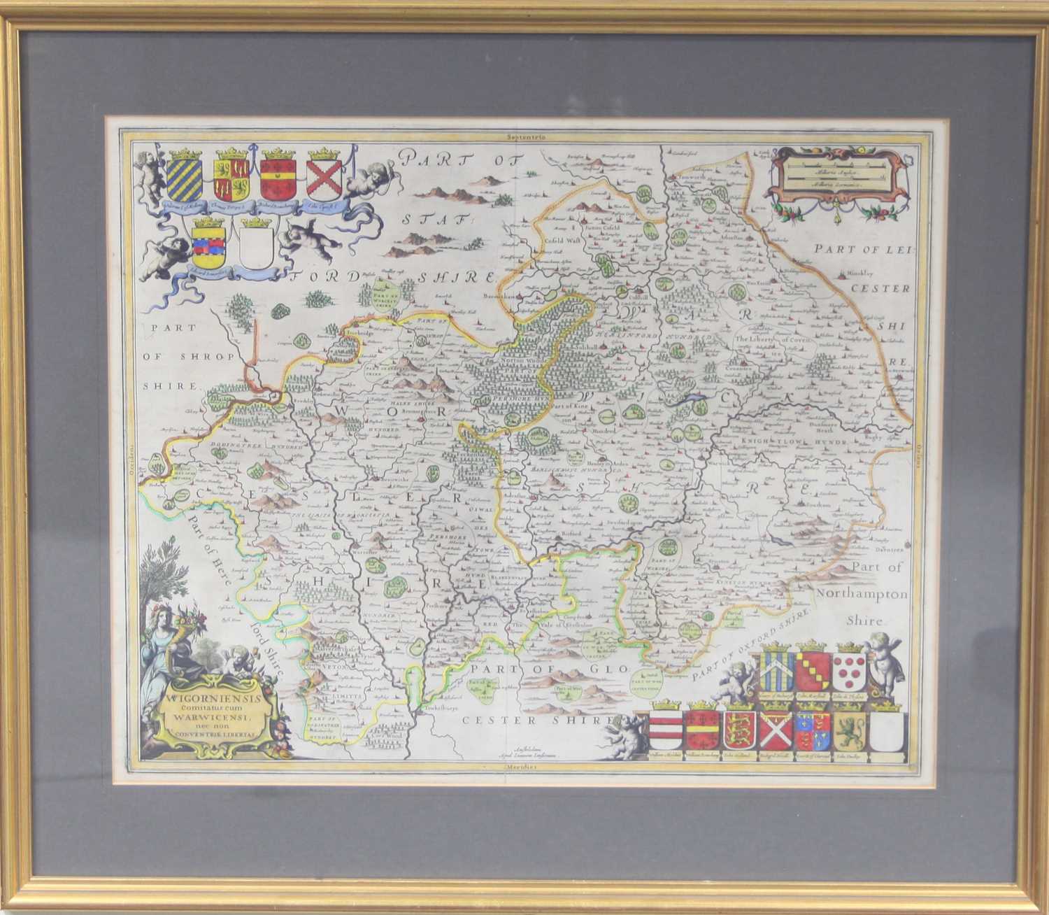 Lot 34 - Jan Jansson/Warwickshire/coloured engraved map,...