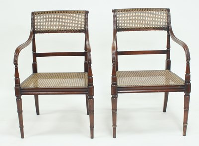 Lot 772 - A pair of 19th Century open armchairs with...