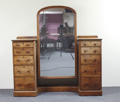 Lot 812 - A Victorian walnut dressing stand, the central...