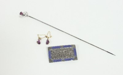 Lot 461 - A Charles Horner silver hat pin, the gem set...