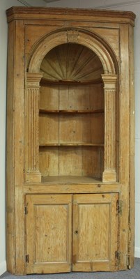 Lot 517 - An 18th Century pine corner display cupboard...