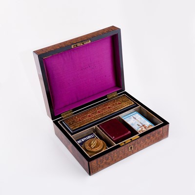 Lot 532 - A mid 19th Century Tunbridge ware and walnut...