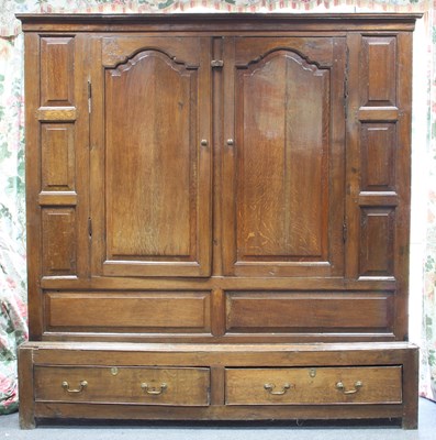 Lot 763 - A mid 18th Century oak cupboard, the moulded...
