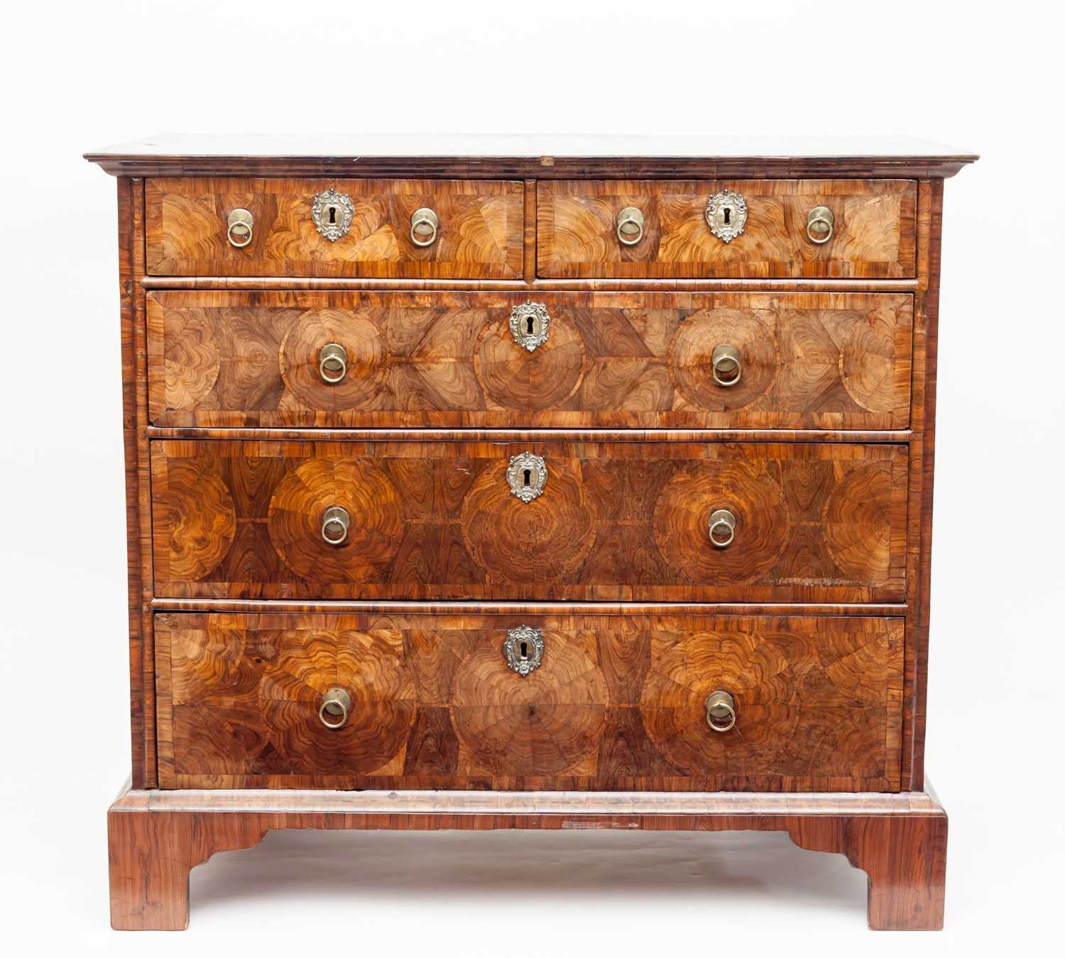 Lot 838 - A William and Mary kingwood chest, the...