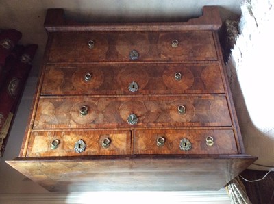 Lot 838 - A William and Mary kingwood chest, the...