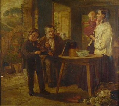 Lot 1145 - School of Charles Hunt/ The Violin Lesson/ oil...
