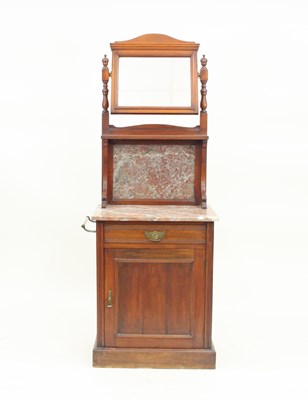 Lot 185 - An Edwardian walnut washstand, with mirror...