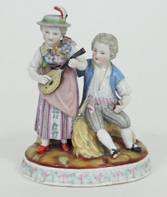 Lot 343 - A Meissen style porcelain figure group, three...