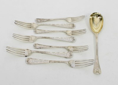 Lot 645 - Four Victorian silver table forks and three...