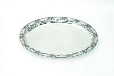 Lot 24 - An oval silver tray, Charles Stuart Harris &...