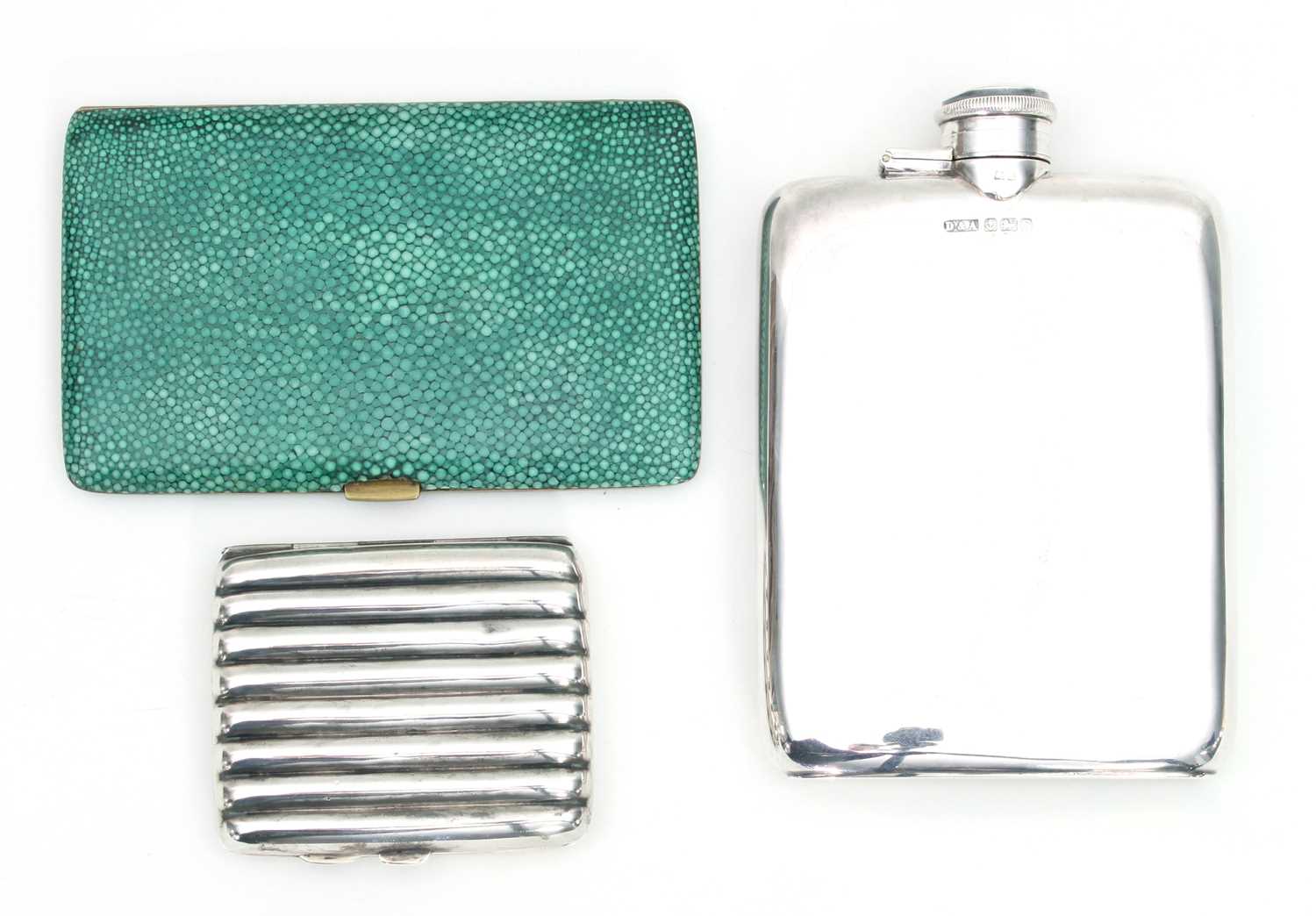 Lot 27 - A large silver hip flask, Daniel & Arter,...
