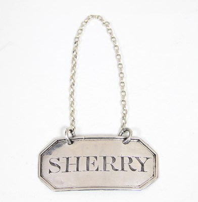 Lot 56 - An Irish silver wine label, possibly John...