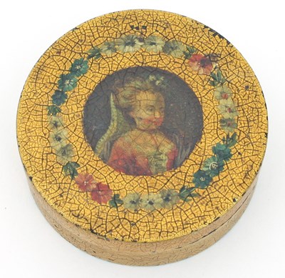 Lot 70 - A small Vernis Martin circular box, painted...