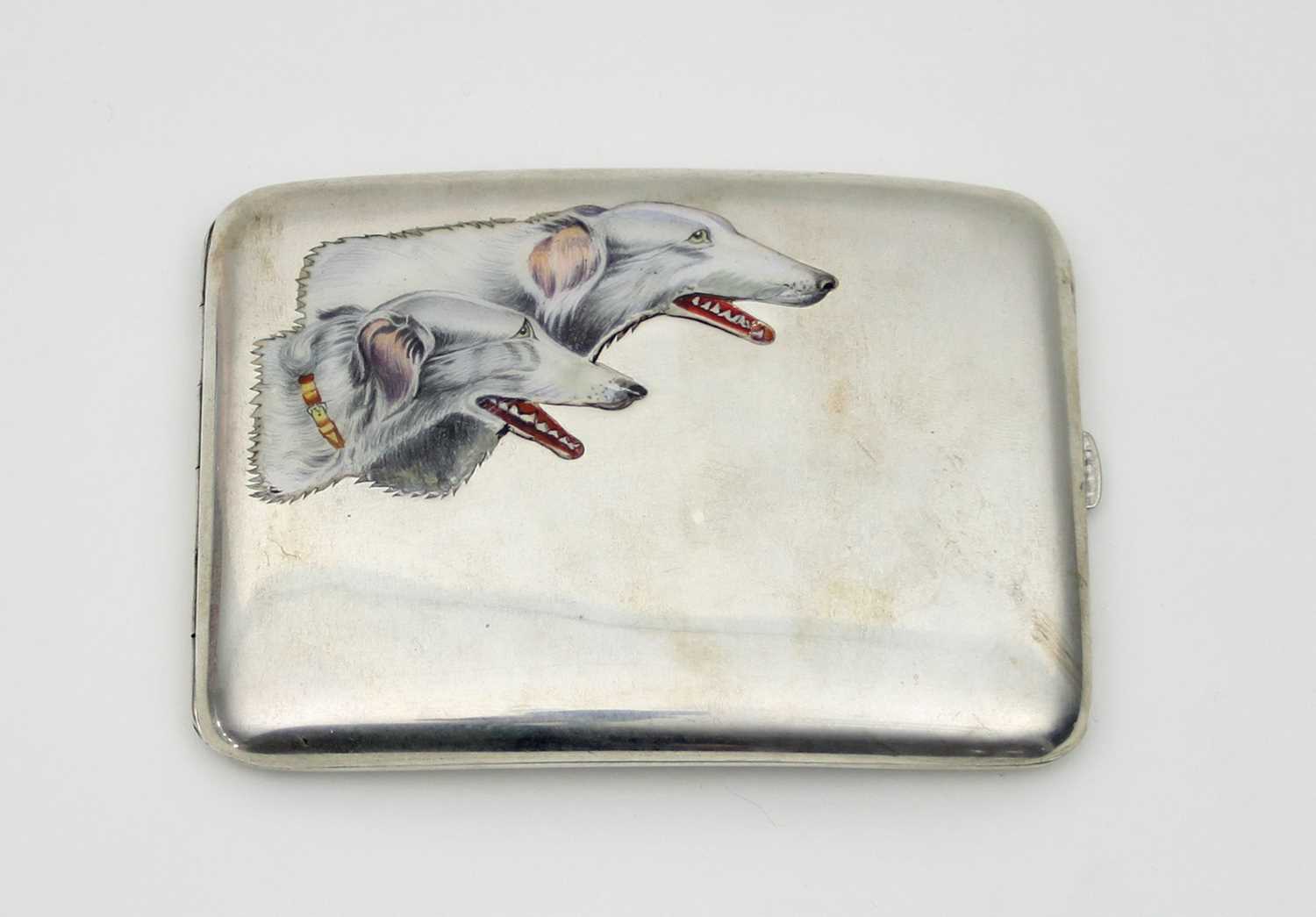 Lot 75 - A Continental enamelled cigarette box...