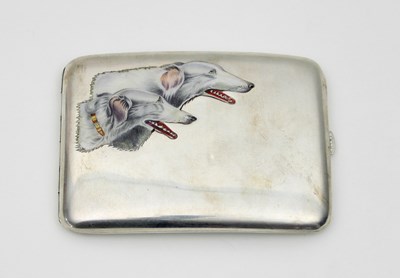 Lot 75 - A Continental enamelled cigarette box...