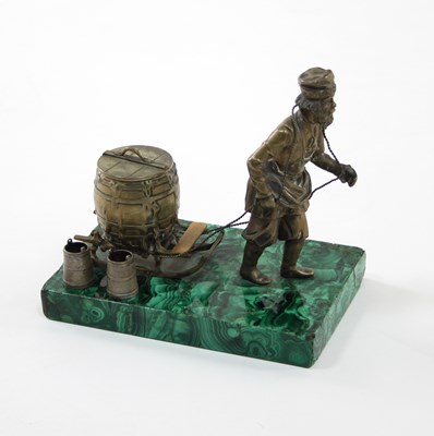 Lot 82 - A Russian gilt metal ink stand modelled as a...