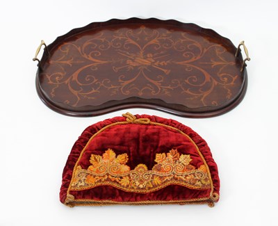 Lot 375 - A 19th Century mahogany kidney shaped tray,...
