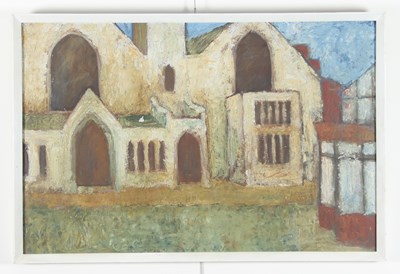 Lot 274 - Alan John (Claydon)/Abstract Town View/oil on...