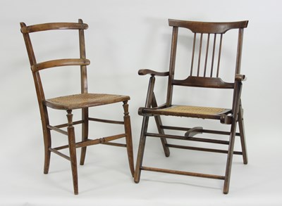 Lot 655 - An Edwardian mahogany framed folding chair...