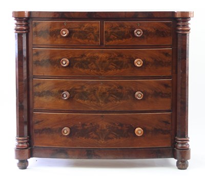 Lot 675 - A Victorian mahogany chest of three long and...