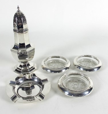 Lot 100 - A silver caster, EV, Sheffield 1938, of...