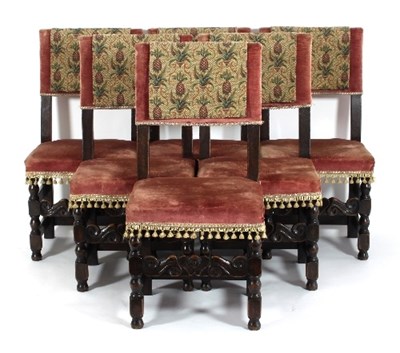 Lot 532 - Six dining chairs of 17th Century design with...