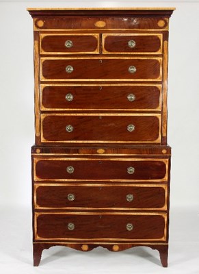Lot 697 - A late 18th Century tallboy chest crossbanded...