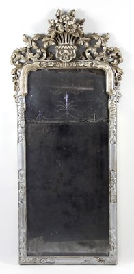 Lot 716 - A George I style mirror, with flower basket to...