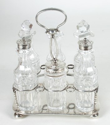 Lot 369 - A Victorian silver cruet set, marks rubbed,...