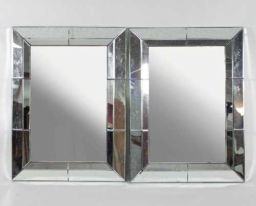 Lot 36 - A pair of modern mirror-framed wall mirrors,...