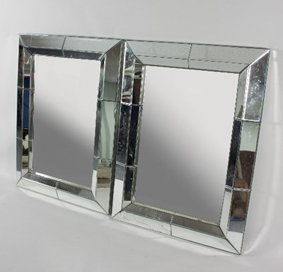 Lot 36 - A pair of modern mirror-framed wall mirrors,...