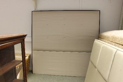Lot 63 - A button upholstered headboard, cream with...