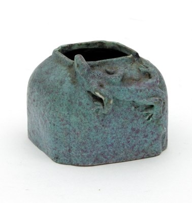 Lot 464 - A Chinese celadon glazed square ink pot with...