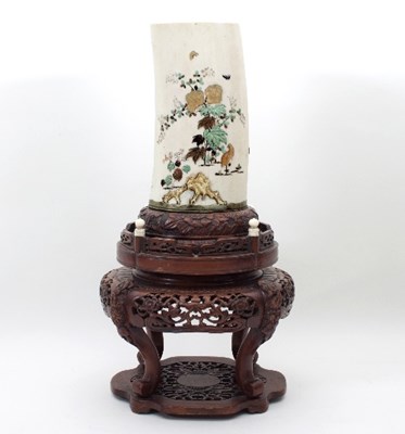 Lot 549 - A Japanese ivory Shibayama tusk vase, Meiji...