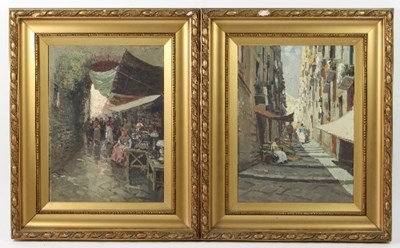 Lot 1094 - Pasani/Italian Street Scenes/a pair/signed/oil...