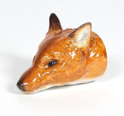 Lot 75 - A Berlin (KPM) porcelain fox head stirrup cup,...