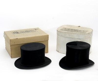 Lot 800 - An A J White black silk top hat in original...