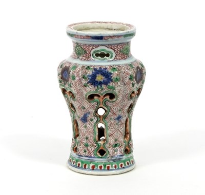 Lot 148 - A Chinese wucai censer stand of baluster form...