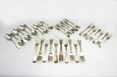Lot 96 - A quantity of silver fiddle pattern flatware...