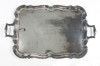 Lot 107 - A George V two-handled rectangular silver tea...