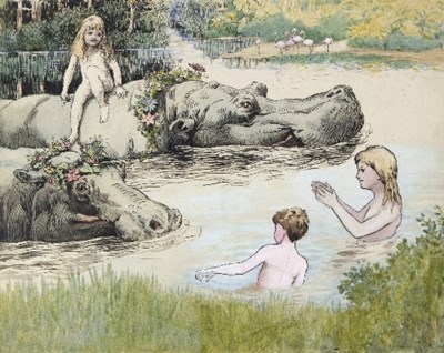Lot 121 - Ethel H Badcock RA/Children with Garland Clad...