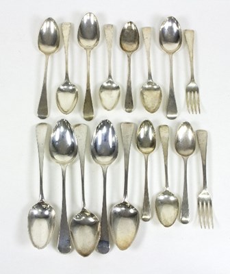 Lot 511 - A pair of George III silver table spoons, G S,...