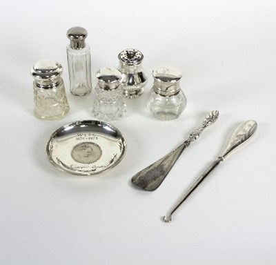 Lot 525 - various silver mounted jars etc.