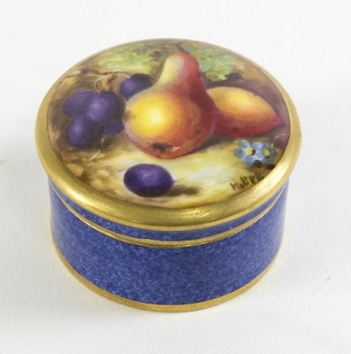 Lot 672 - A Royal Worcester fruit painted jar and cover,...